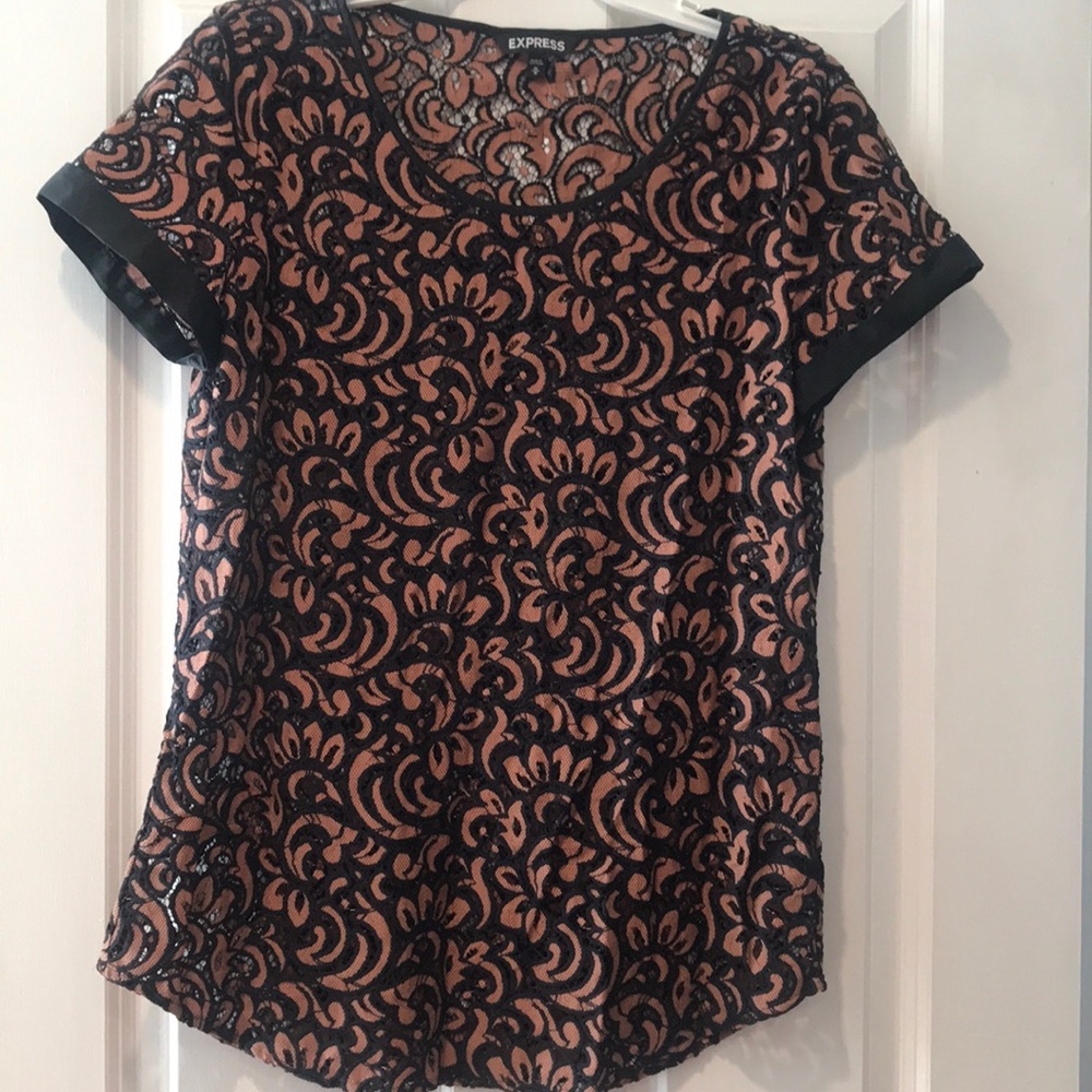 Beautiful copper and black lace Express blouse